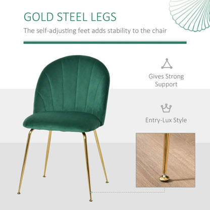 Modern Dining Chairs Set of 2, Upholstered, Gold Metal Legs, Green Bar Stools at Gallery Canada