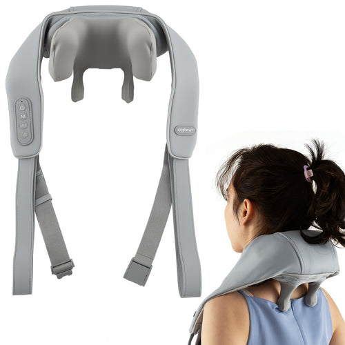 Neck Shoulder Massager, 4D Deep Tissue Kneading Shiatsu Machine, Gray