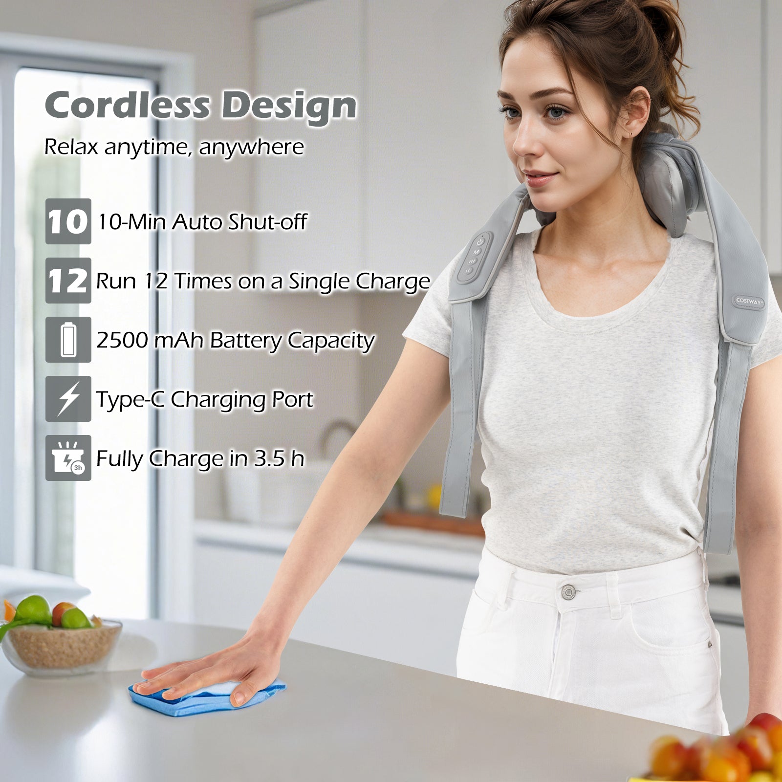 Neck Shoulder Massager 4D Deep Tissue Kneading Shiatsu Massage Machine, Gray Massage at Gallery Canada