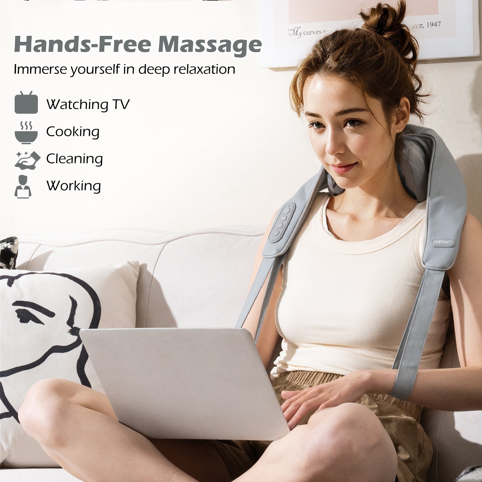 Neck Shoulder Massager 4D Deep Tissue Kneading Shiatsu Massage Machine, Gray Massage at Gallery Canada