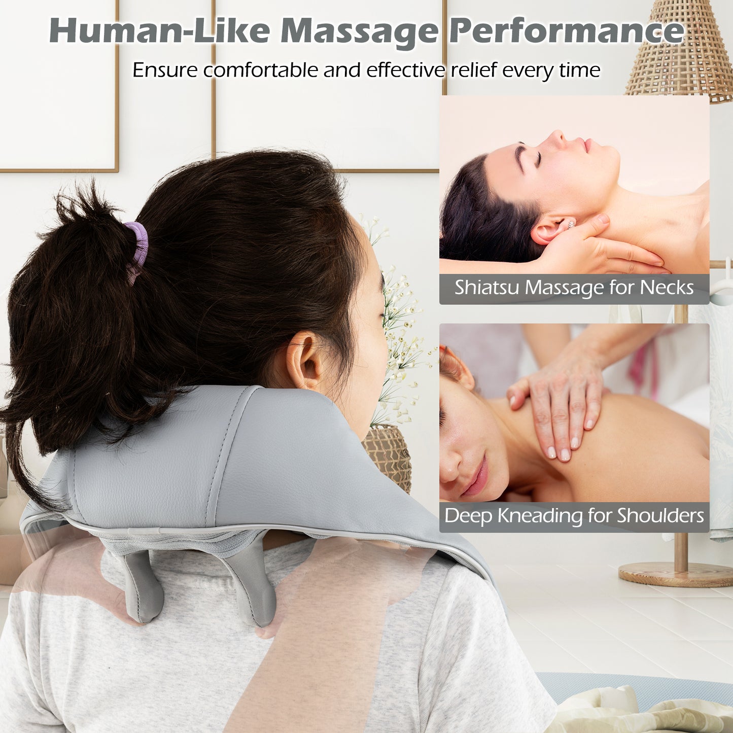 Neck Shoulder Massager 4D Deep Tissue Kneading Shiatsu Massage Machine, Gray Massage at Gallery Canada