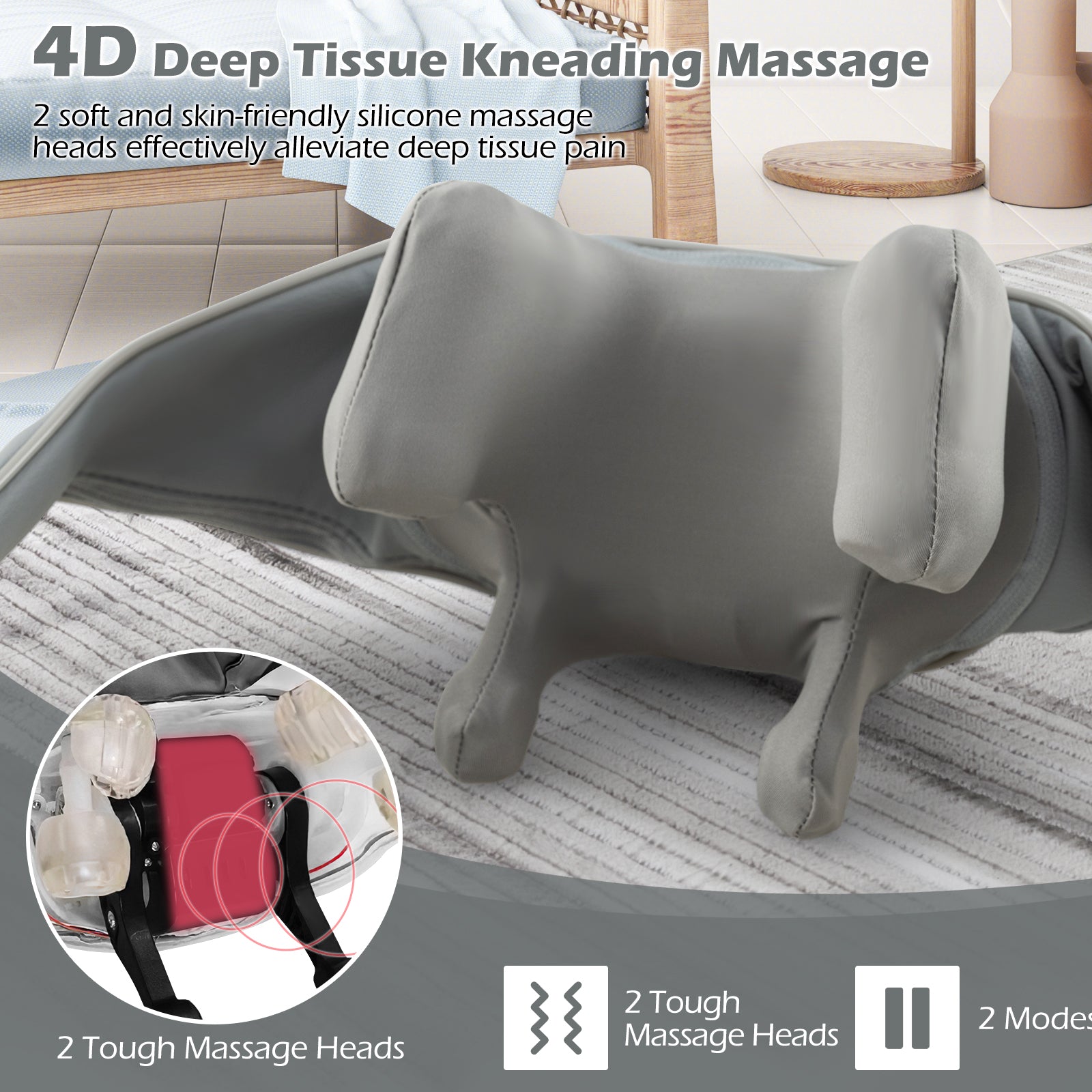 Neck Shoulder Massager 4D Deep Tissue Kneading Shiatsu Massage Machine, Gray Massage at Gallery Canada