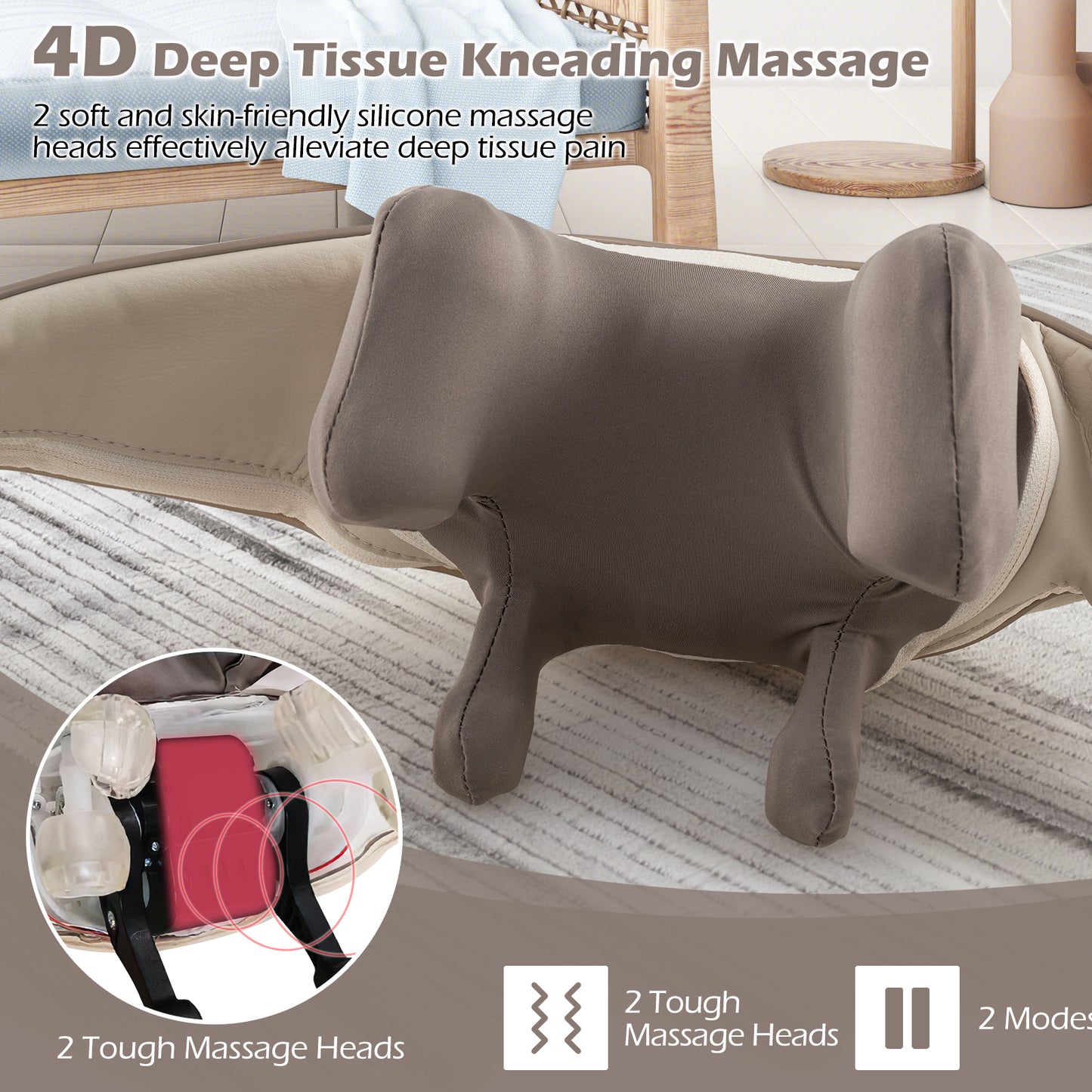Neck Shoulder Massager 4D Deep Tissue Kneading Shiatsu Massage Machine, Beige Massage at Gallery Canada