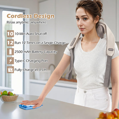 Neck Shoulder Massager 4D Deep Tissue Kneading Shiatsu Massage Machine, Beige Massage at Gallery Canada