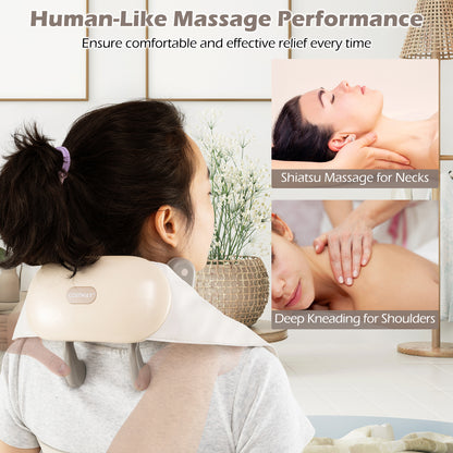 Neck Shoulder Massager 4D Deep Tissue Kneading Shiatsu Massage Machine, Beige Massage at Gallery Canada