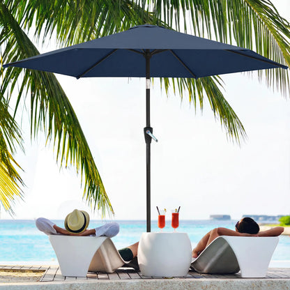 9FT Patio Umbrella With Tilt, Crank, 6 Ribs, UV Protection
