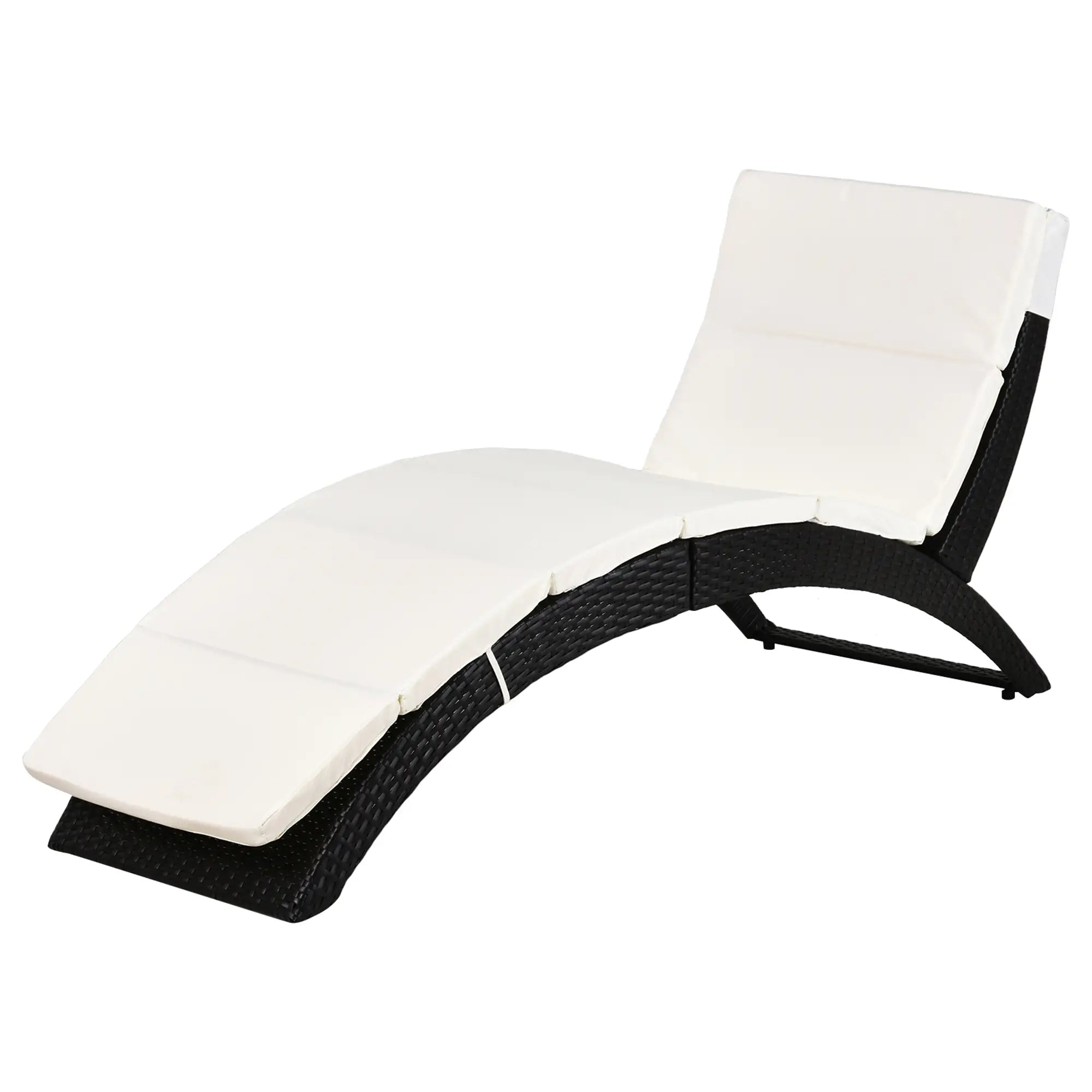 Foldable Rattan Chaise Lounge, Reclining Backrest, PE Wicker, Outdoor, Beige Chaise Loungers at Gallery Canada