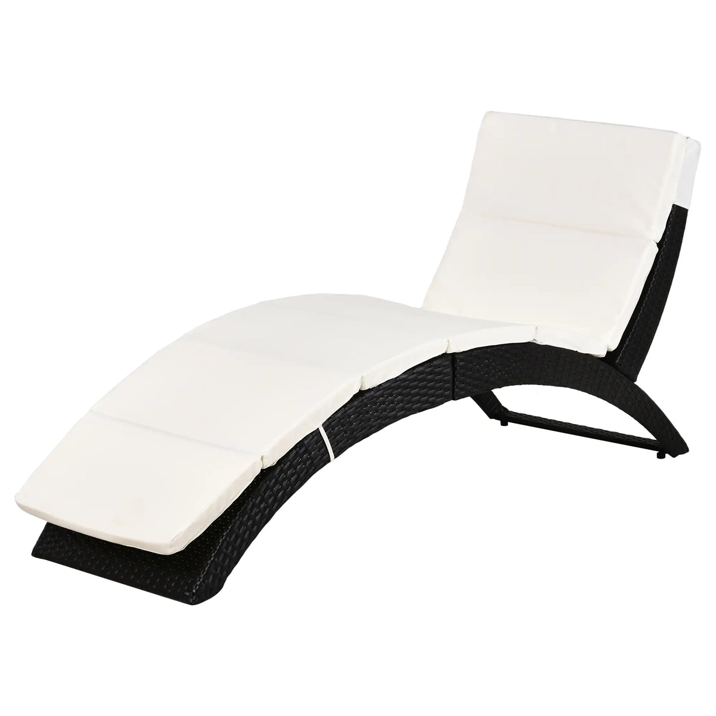 Foldable Rattan Chaise Lounge, Reclining Backrest, PE Wicker, Outdoor, Beige Chaise Loungers at Gallery Canada