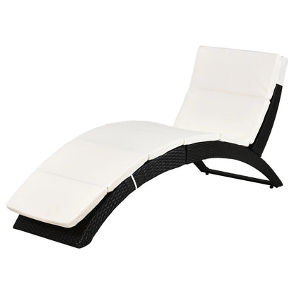 Foldable Rattan Chaise Lounge, Reclining Backrest, PE Wicker, Outdoor, Beige Chaise Loungers at Gallery Canada