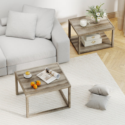 Nesting Coffee Table Set of 2 Stackable Rectangular End Tables, Gray End & Side Tables at Gallery Canada