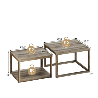 Nesting Coffee Table Set of 2 Stackable Rectangular End Tables, Gray End & Side Tables at Gallery Canada