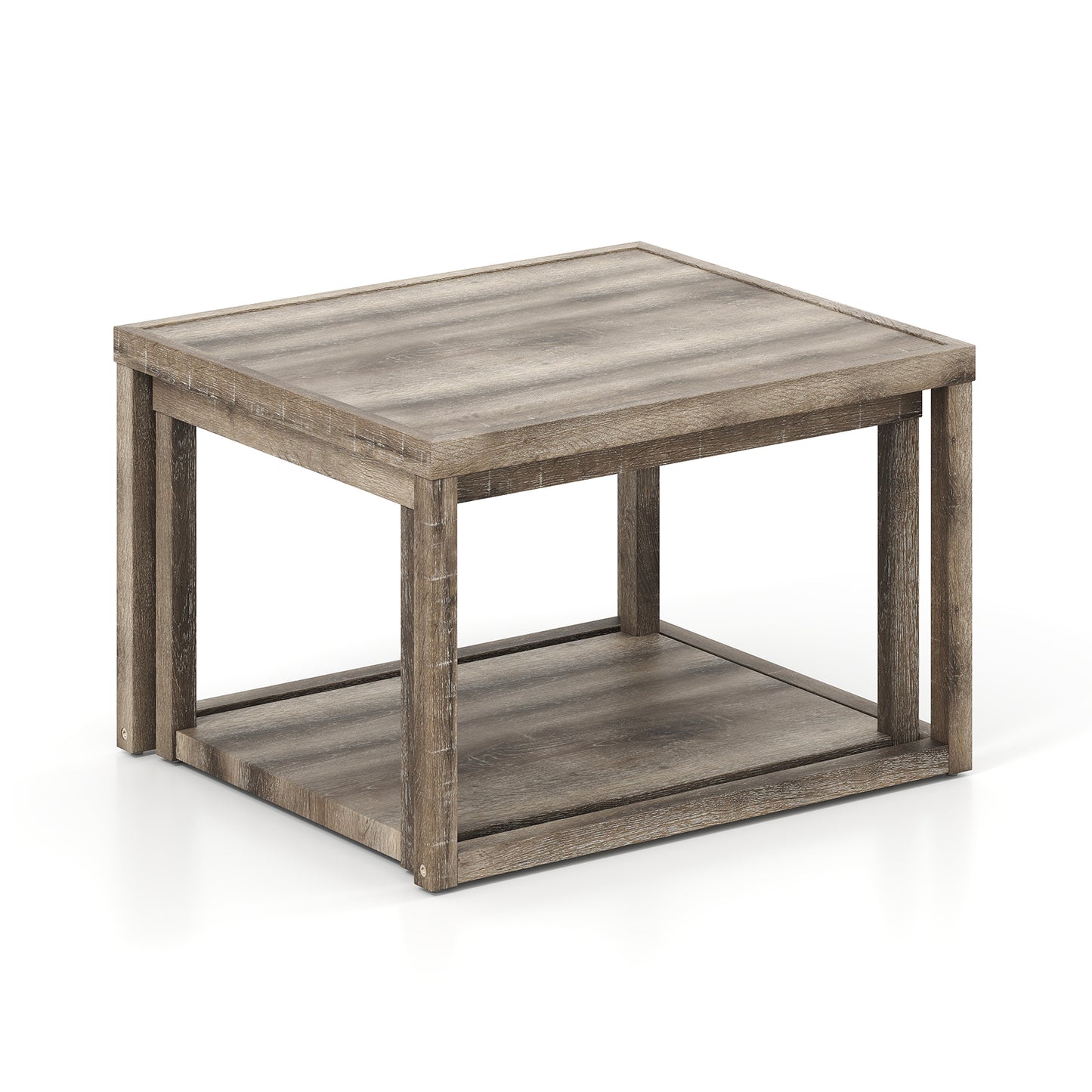 Nesting Coffee Table Set of 2 Stackable Rectangular End Tables, Gray End & Side Tables at Gallery Canada
