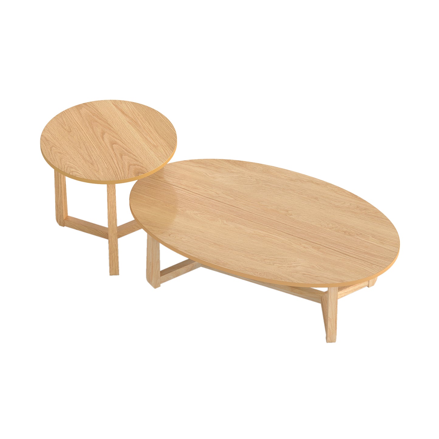 Nesting Coffee Table Set, Wood Veneer Top, Solid Rubber Wood Legs, Natural Coffee Tables at Gallery Canada