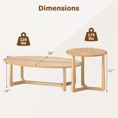 Nesting Coffee Table Set, Wood Veneer Top, Solid Rubber Wood Legs, Natural Coffee Tables at Gallery Canada