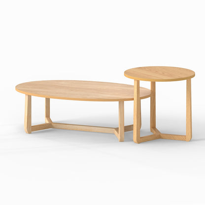 Nesting Coffee Table Set, Wood Veneer Top, Solid Rubber Wood Legs, Natural Coffee Tables at Gallery Canada