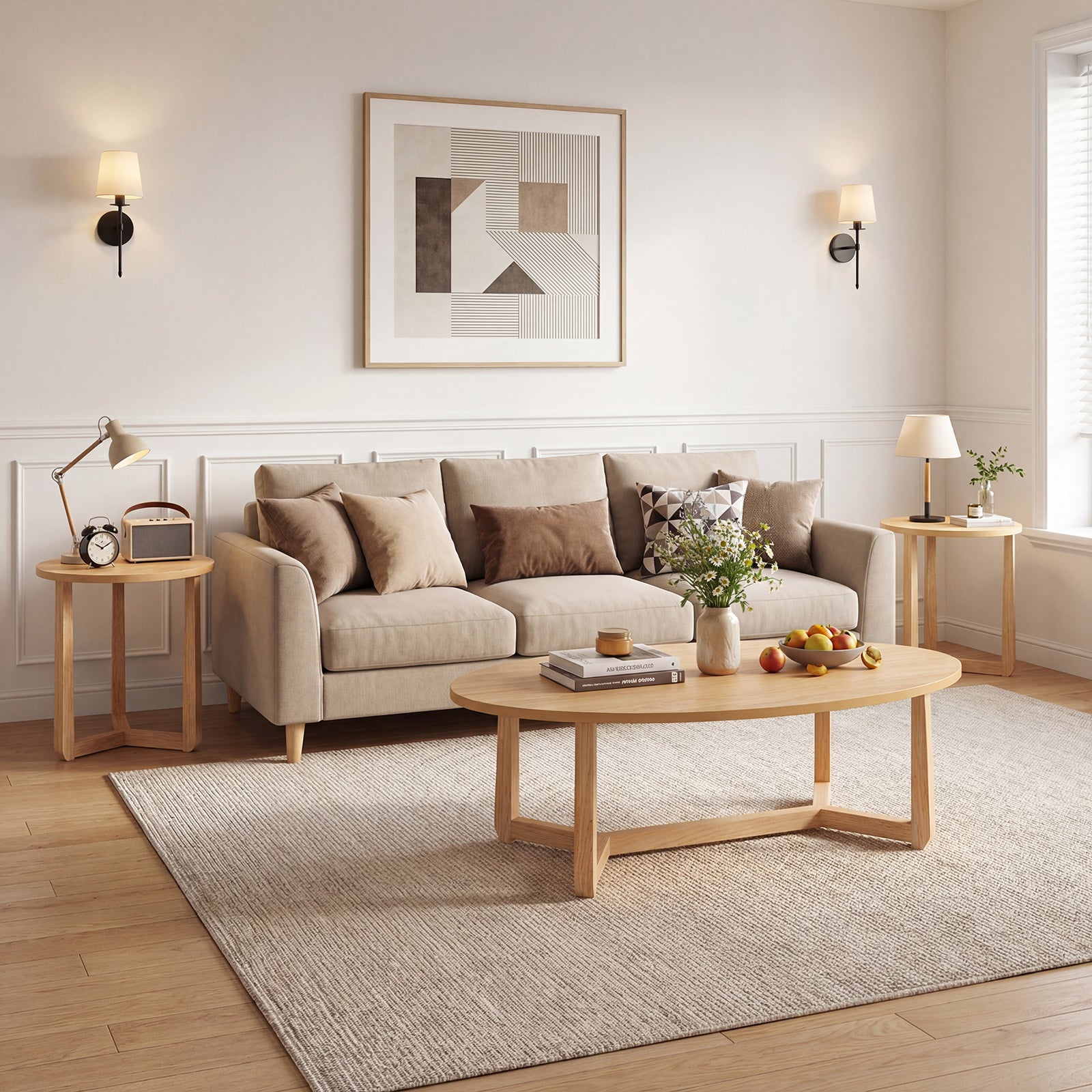Nesting Coffee Table Set, Wood Veneer Top, Rubber Wood Legs, Natural Coffee Tables at Gallery Canada