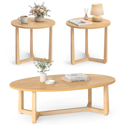 Nesting Coffee Table Set, Wood Veneer Top, Rubber Wood Legs, Natural Coffee Tables Natural at Gallery Canada