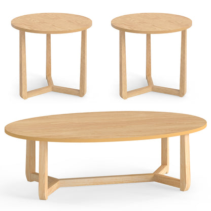 Nesting Coffee Table Set, Wood Veneer Top, Rubber Wood Legs, Natural Coffee Tables at Gallery Canada