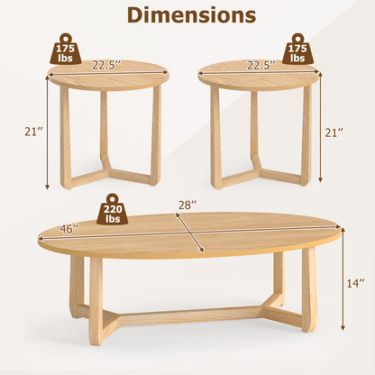 Nesting Coffee Table Set, Wood Veneer Top, Rubber Wood Legs, Natural Coffee Tables at Gallery Canada