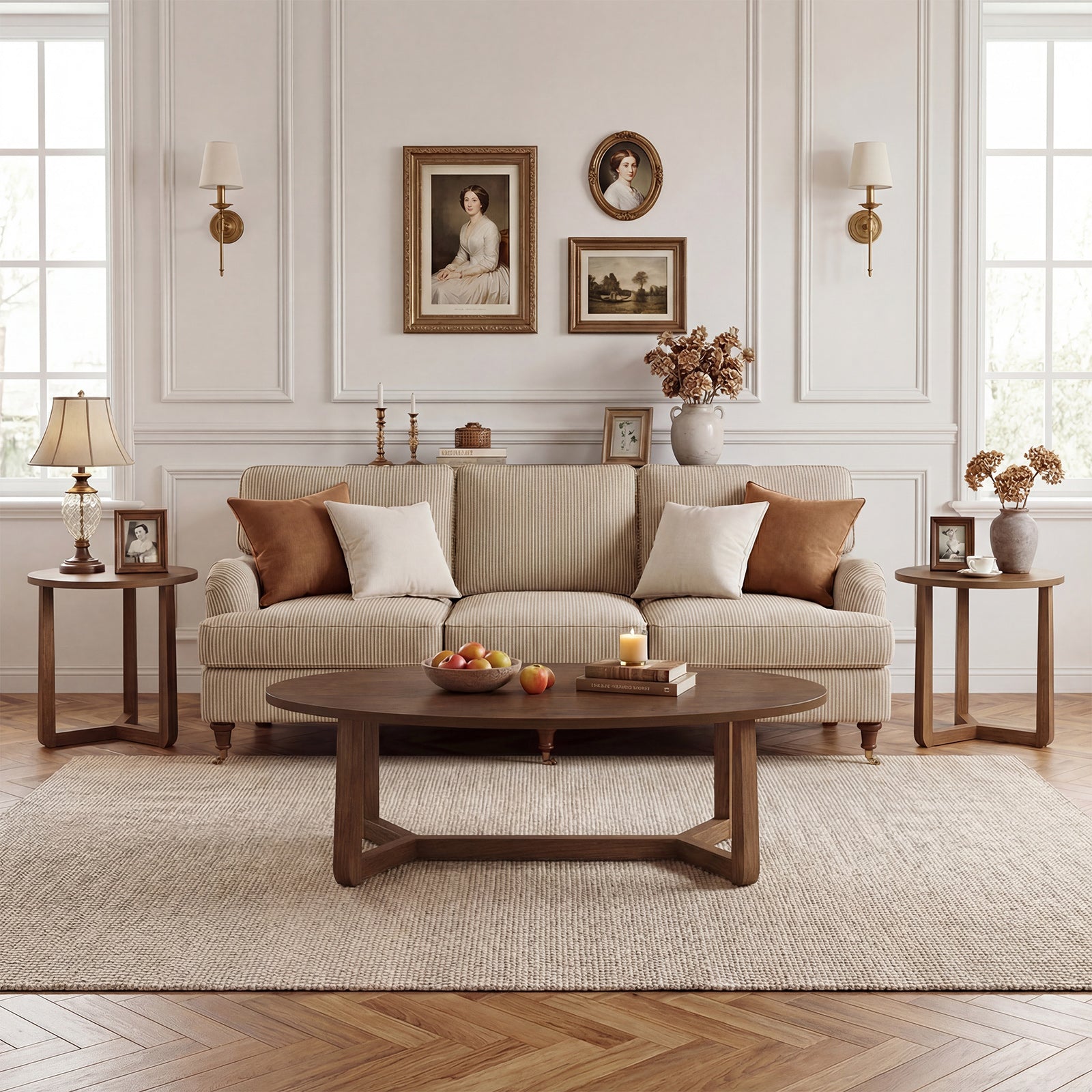 Nesting Coffee Table Set, Wood Veneer Top, Rubber Wood Legs, Walnut Coffee Tables at Gallery Canada