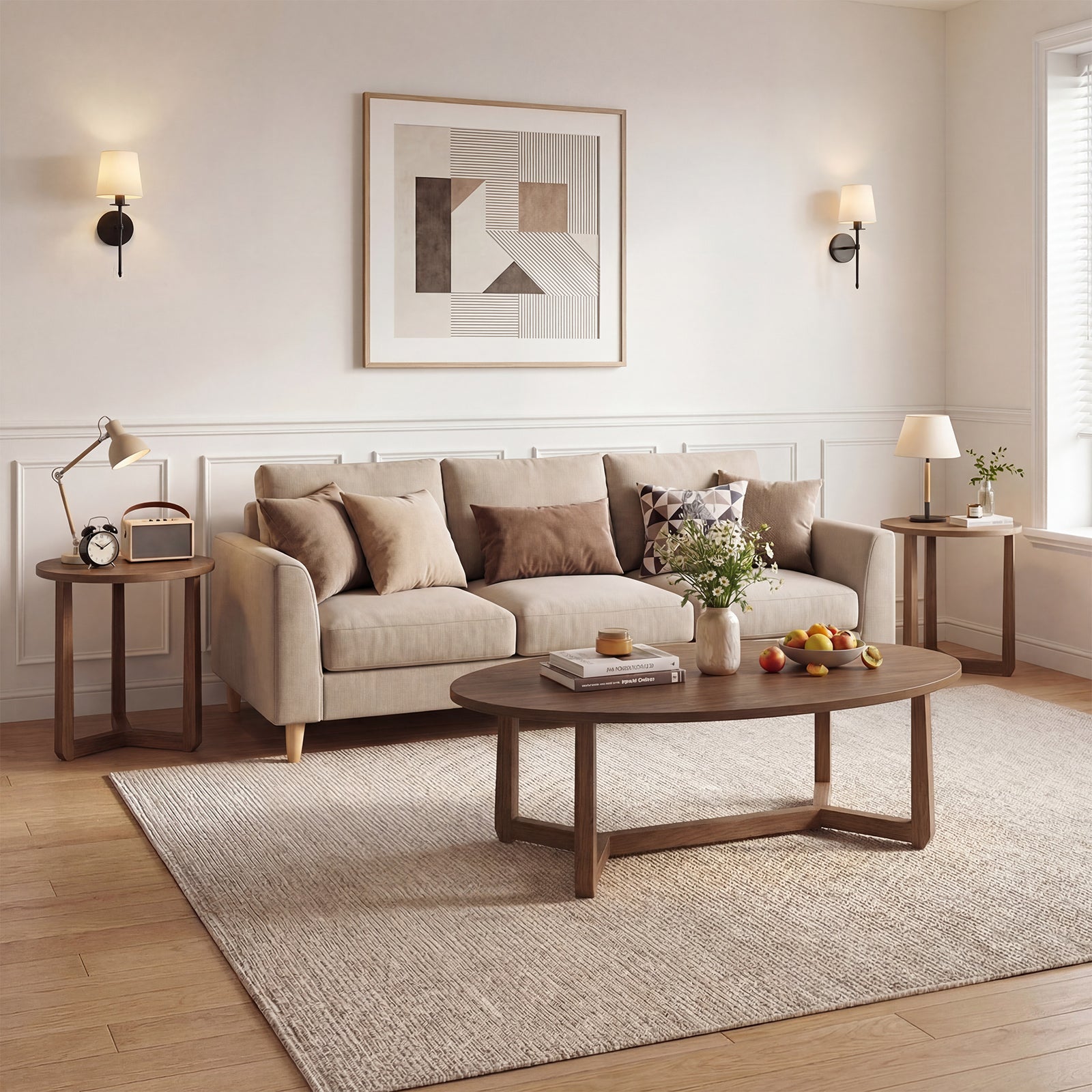 Nesting Coffee Table Set, Wood Veneer Top, Rubber Wood Legs, Walnut Coffee Tables at Gallery Canada