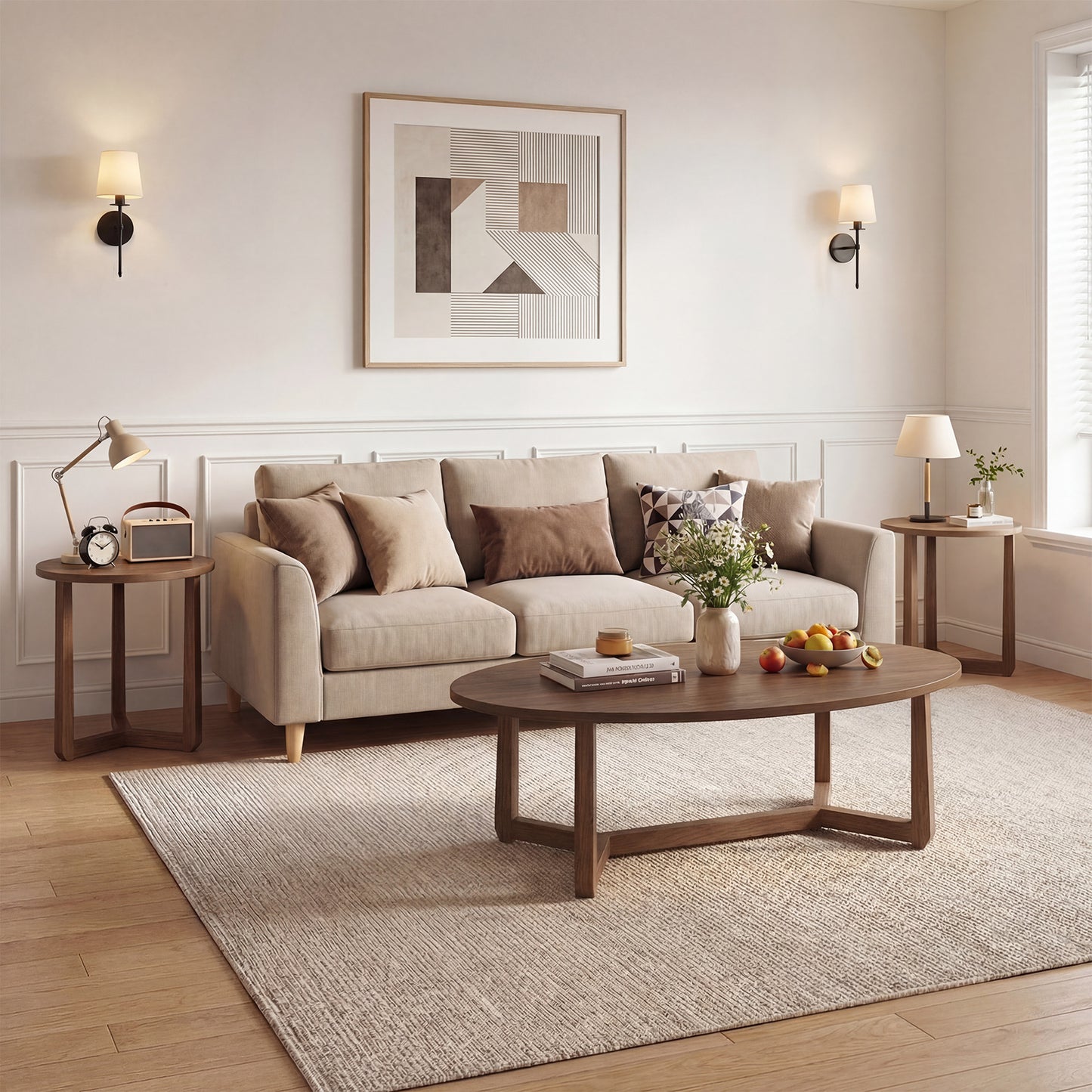 Nesting Coffee Table Set, Wood Veneer Top, Rubber Wood Legs, Walnut Coffee Tables at Gallery Canada
