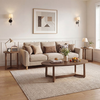 Nesting Coffee Table Set, Wood Veneer Top, Rubber Wood Legs, Walnut Coffee Tables at Gallery Canada