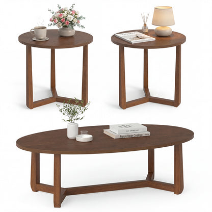 Nesting Coffee Table Set, Wood Veneer Top, Rubber Wood Legs, Walnut Coffee Tables Walnut at Gallery Canada