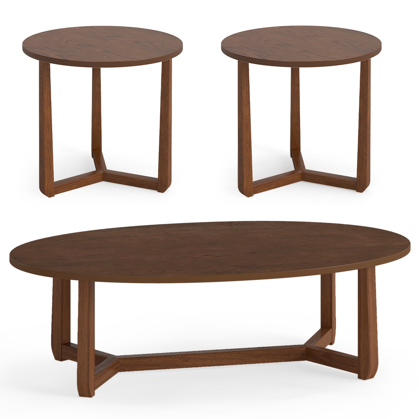 Nesting Coffee Table Set, Wood Veneer Top, Rubber Wood Legs, Walnut Coffee Tables at Gallery Canada