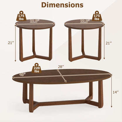 Nesting Coffee Table Set, Wood Veneer Top, Rubber Wood Legs, Walnut Coffee Tables at Gallery Canada