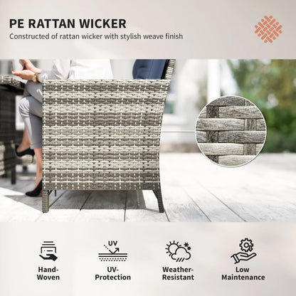6pcs Outdoor Rattan Sofa Set, Wicker Sectional Couch, Dining Table, Sky Blue Patio Furniture Sets at Gallery Canada
