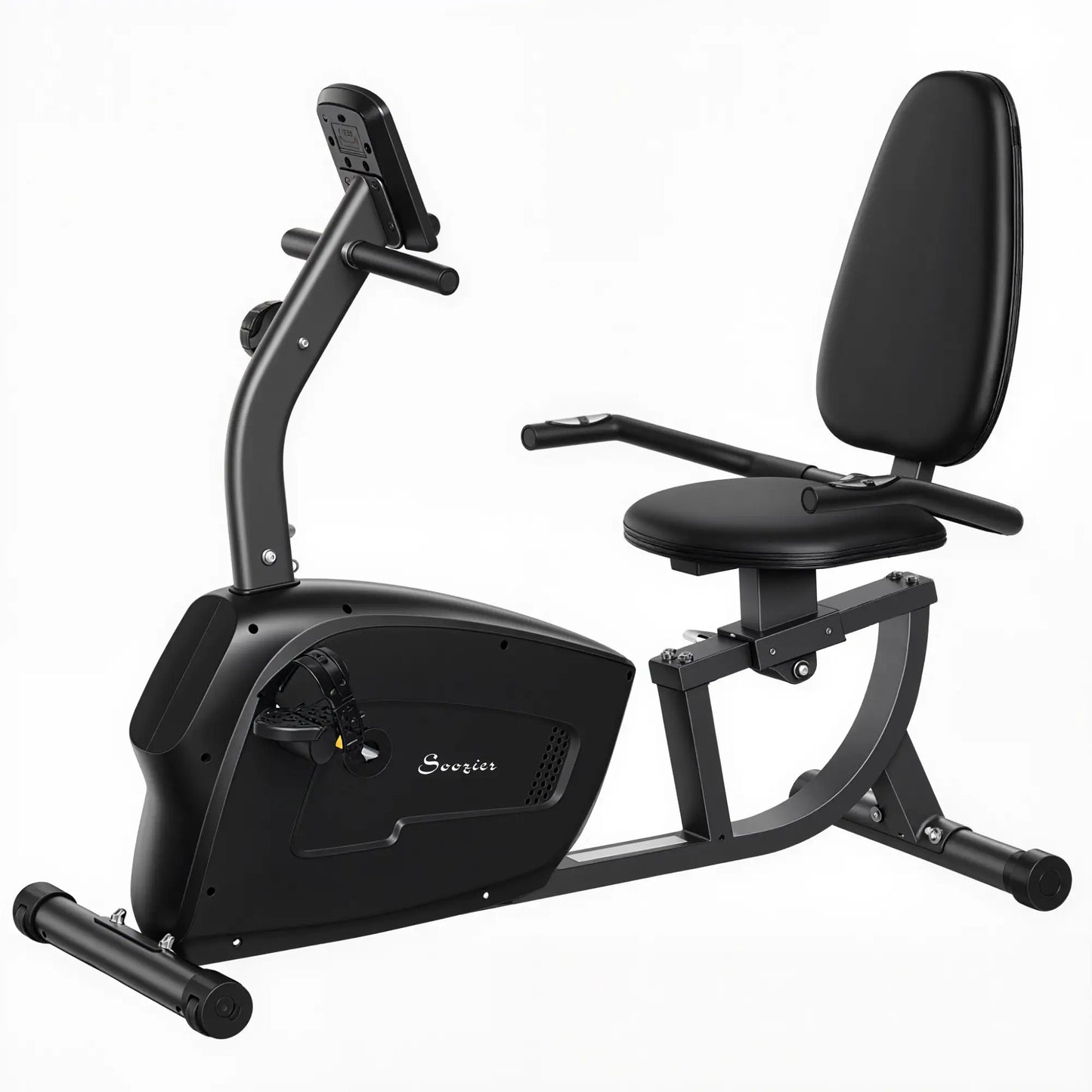 Recumbent Exercise Bike, 8-Level Magnetic Resistance, LCD Monitor, Heart Rate Handle, Adjustable Seat Exercise & Stationary Bikes Black at Gallery Canada