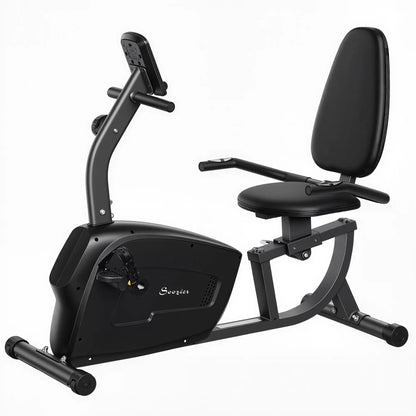 Recumbent Exercise Bike, 8-Level Magnetic Resistance, LCD Monitor, Heart Rate Handle, Adjustable Seat Exercise & Stationary Bikes Black at Gallery Canada