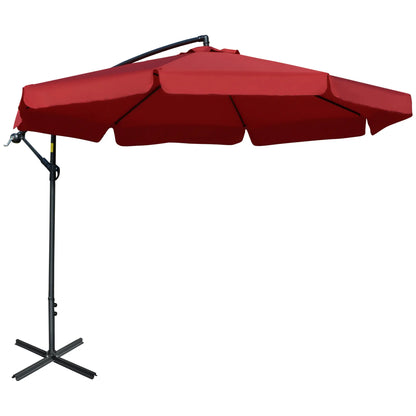11FT Cantilever Patio Umbrella, Offset Hanging, Easy Tilt, Cross Base, Red Cantilever Umbrellas at Gallery Canada
