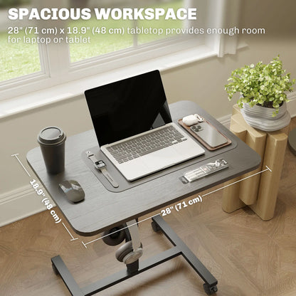 Height Adjustable Standing Desk, Pneumatic Sit Stand Desk, Black Wood Grain, Black Office Desks & Work Stations at Gallery Canada