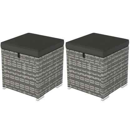 2 Piece Wicker Ottoman With Storage, Square Footstool, Dark Grey Patio Furniture Sets at Gallery Canada