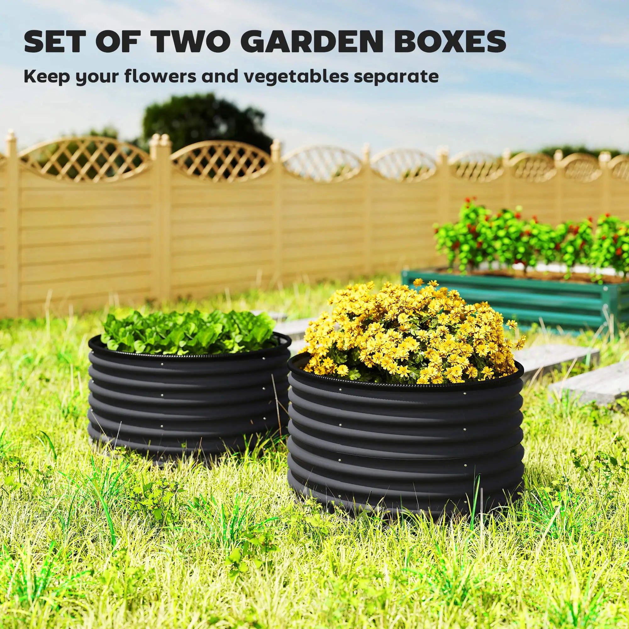 Set of 2 Raised Garden Beds, Metal Planter Box, Dark Grey Galvanized Planter Boxes at Gallery Canada