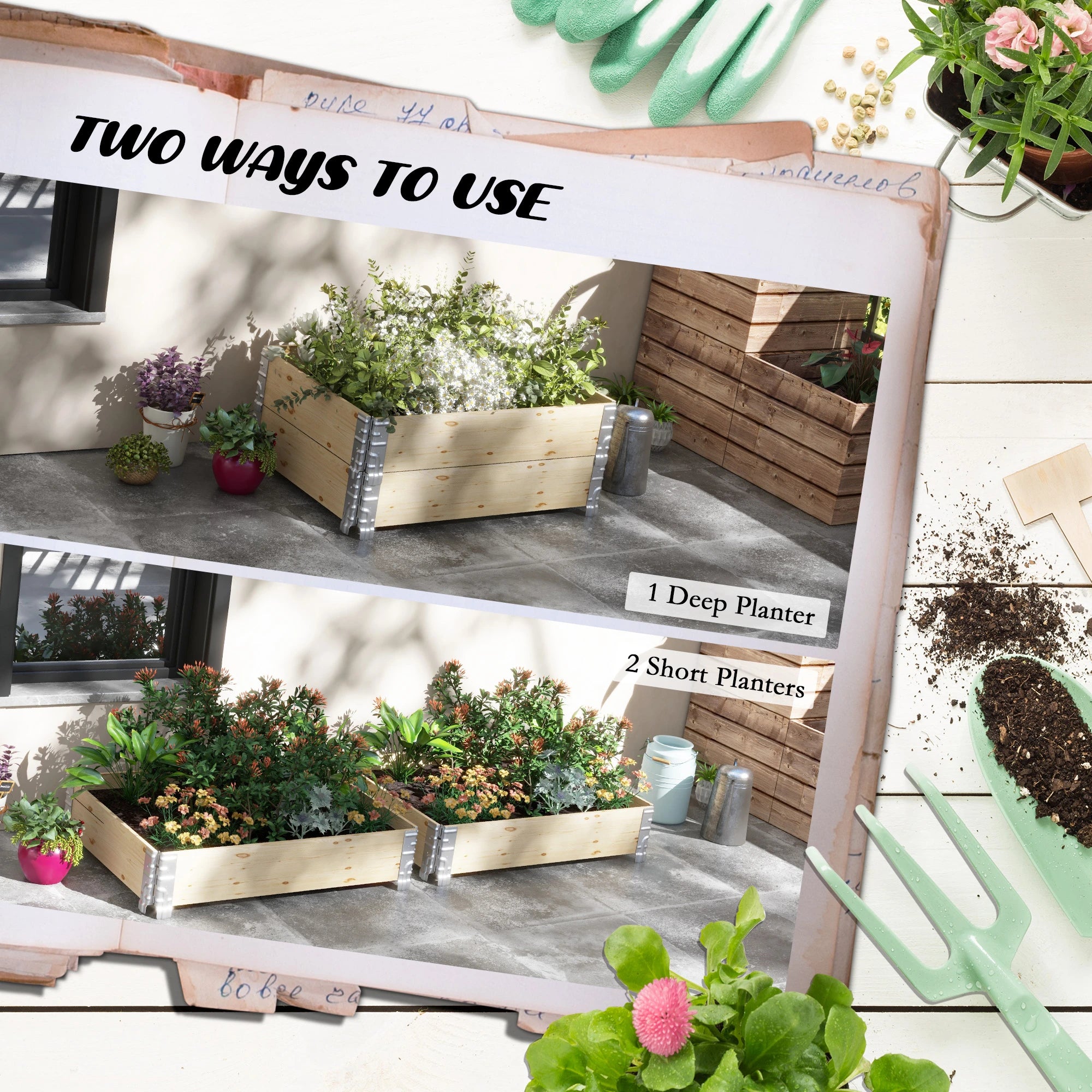 Raised Garden Bed, Foldable Wooden Planter, Outdoor Vegetables, Flowers, Herbs Wooden Planter Boxes at Gallery Canada