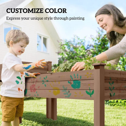2 Tier Raised Garden Bed, Wooden Elevated Planter Box, Carbonised Raised Garden Beds at Gallery Canada