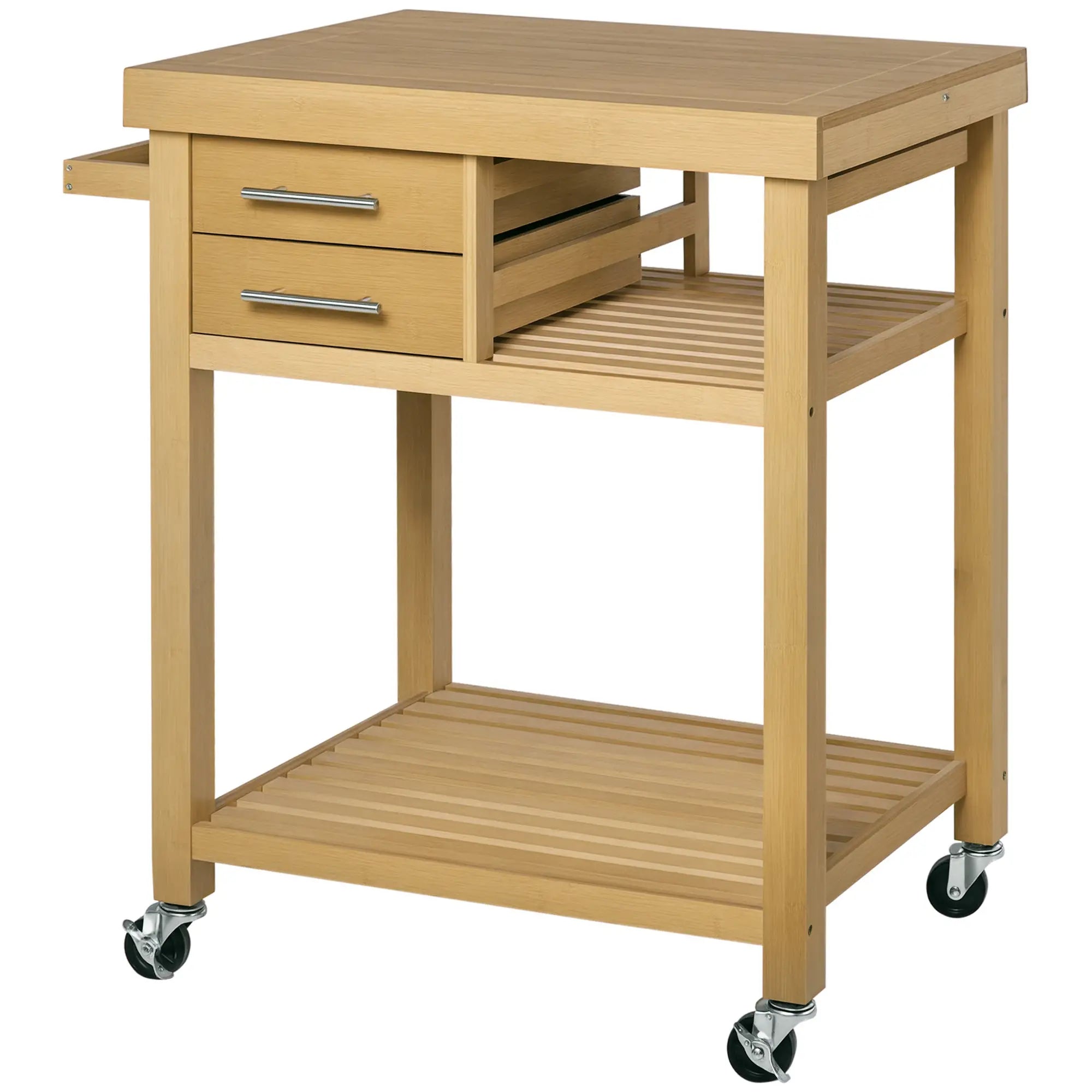 Bamboo Rolling Kitchen Island, Drawers, Shelves Kitchen Islands & Kitchen Carts Bamboo Tone at Gallery Canada