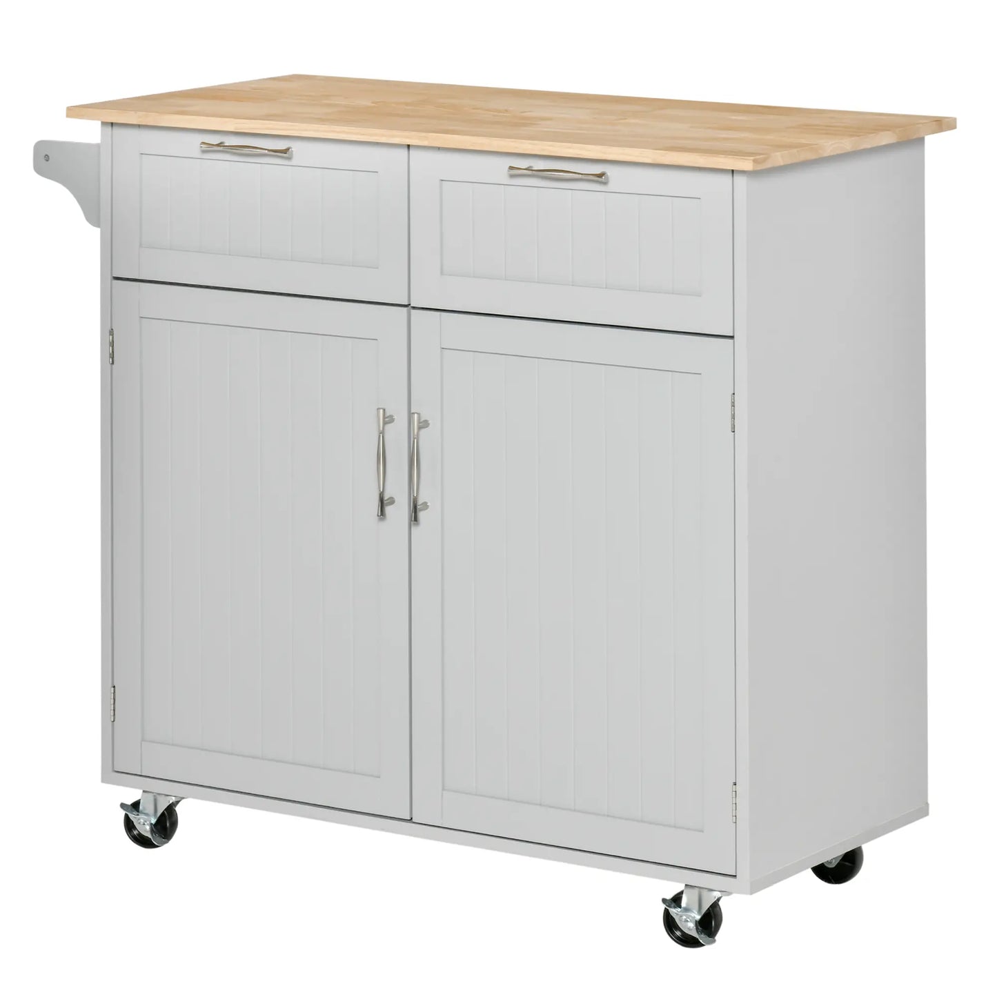 Rolling Kitchen Island, Cart with 2 Drawers, 2 Door Cabinets, 2-Doors, Grey Kitchen Islands & Kitchen Carts at Gallery Canada