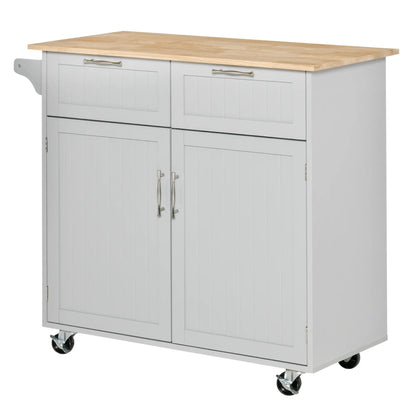 Rolling Kitchen Island, Cart with 2 Drawers, 2 Door Cabinets, 2-Doors, Grey Kitchen Islands & Kitchen Carts at Gallery Canada