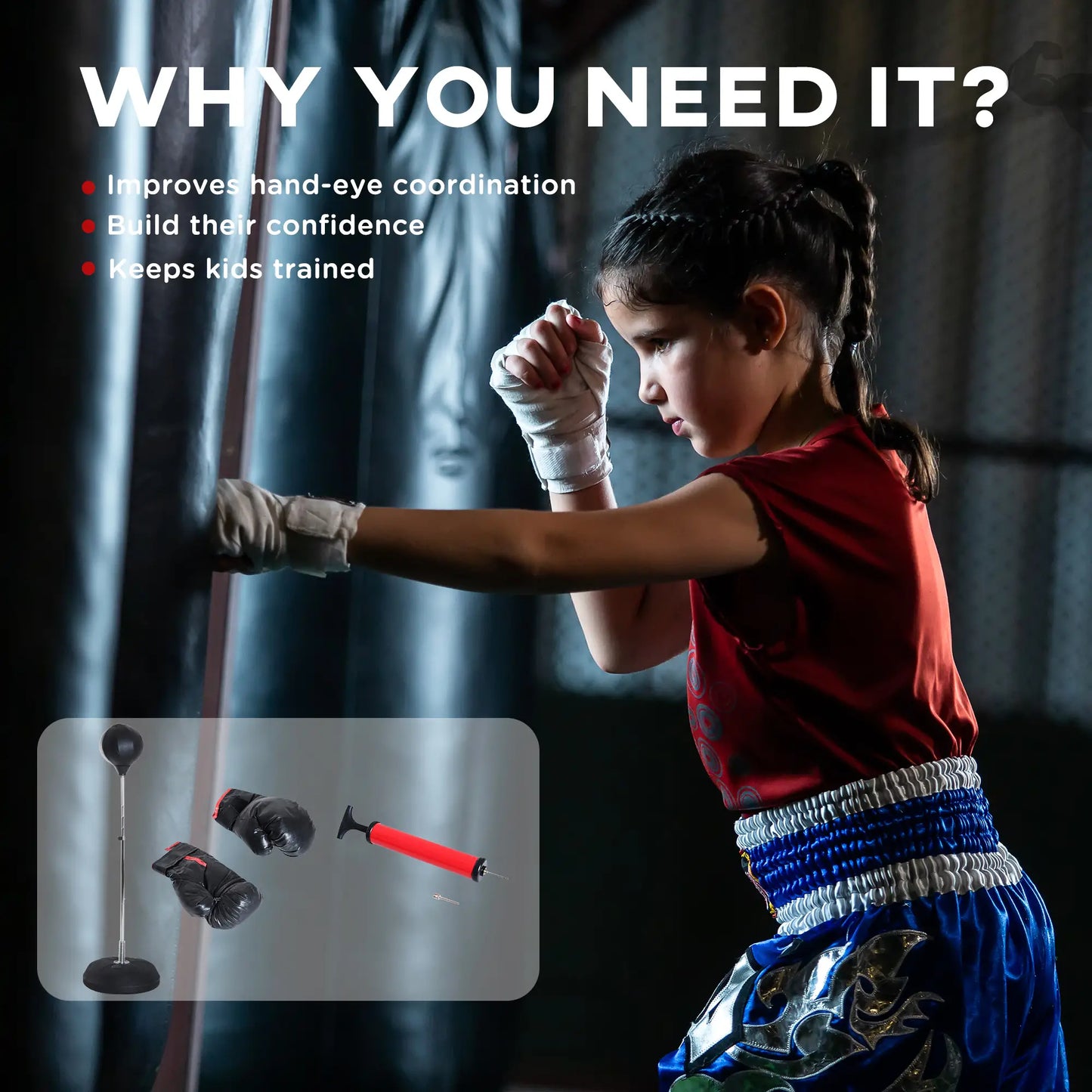 Freestanding Boxing Bag, Adjustable 49.6-56.7in, Black