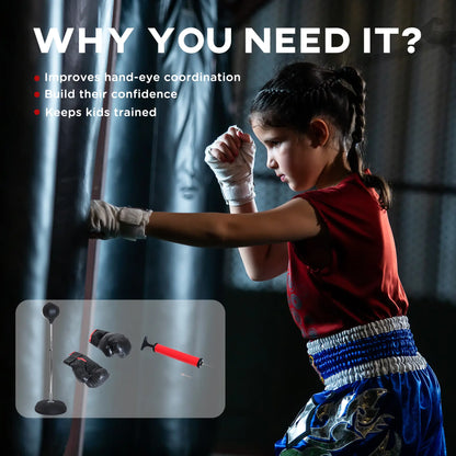 Freestanding Boxing Bag, Adjustable 49.6-56.7in, Black