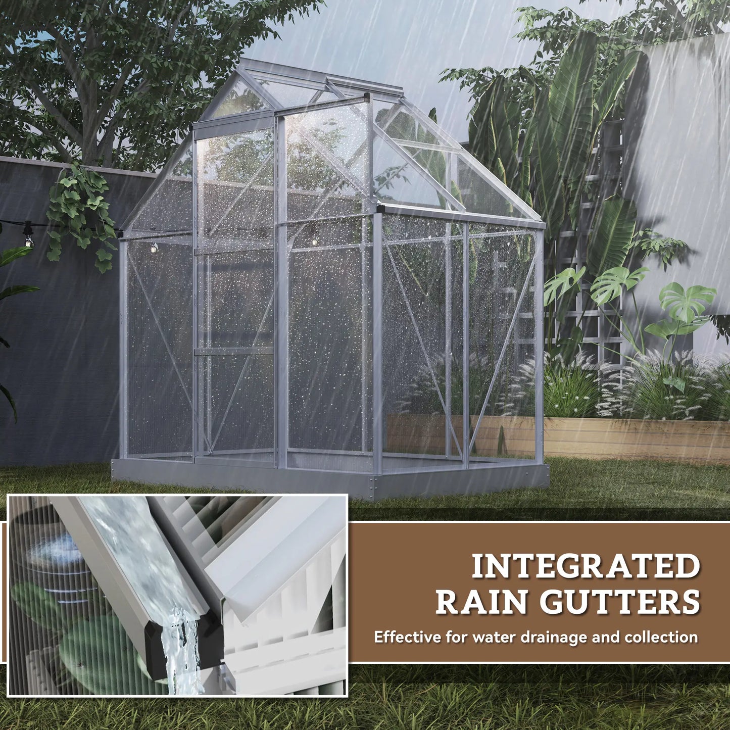 6' x 4' Walk-In Greenhouse, Polycarbonate, Sliding Door, Window, Aluminium Frame, Silver Walk In Greenhouses at Gallery Canada
