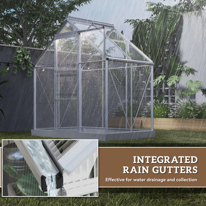 6' x 4' Walk-In Greenhouse, Polycarbonate, Sliding Door, Window, Aluminium Frame, Silver Walk In Greenhouses at Gallery Canada