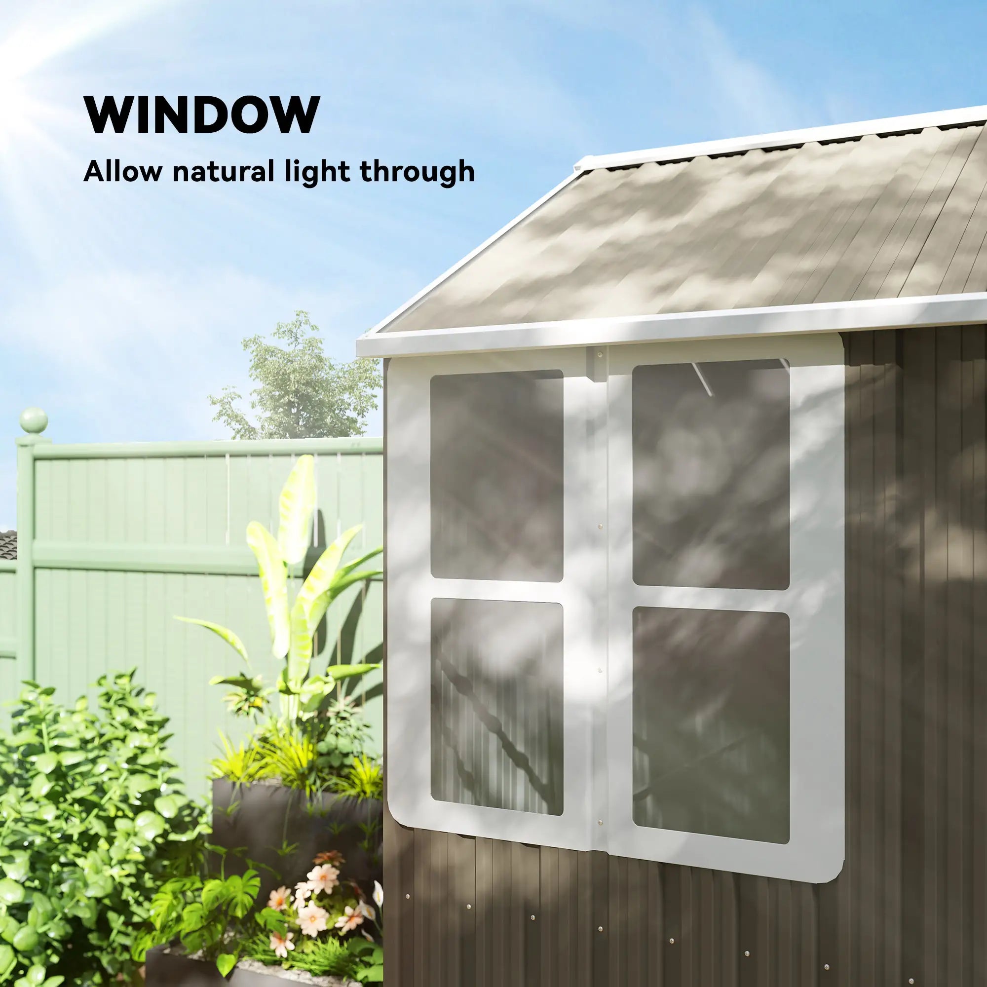 8.5' x 5.5' Metal Garden Shed, Outdoor Storage, Lockable Door, Light Grey Sheds at Gallery Canada