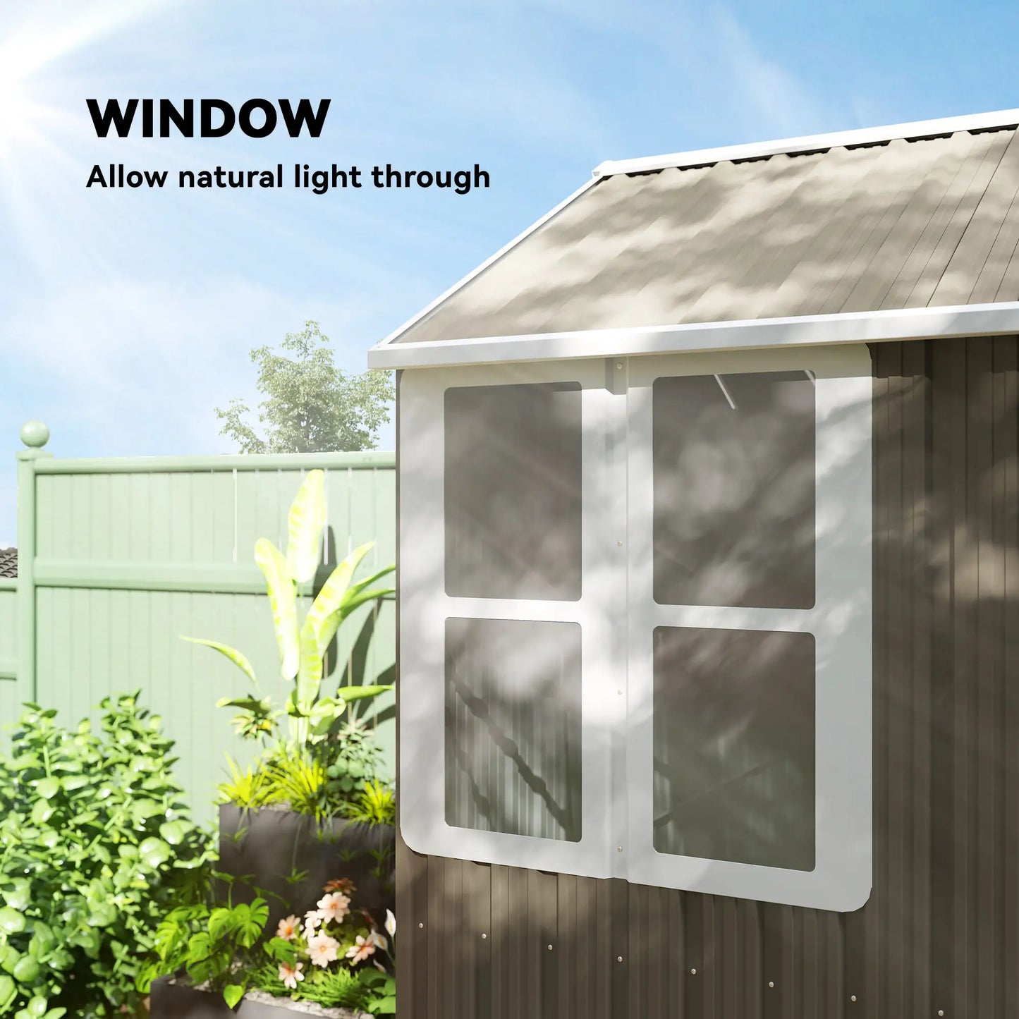 8.5' x 5.5' Metal Garden Shed, Outdoor Storage, Lockable Door, Light Grey Sheds at Gallery Canada