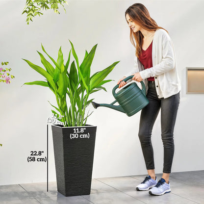22.8" Tall Planters Set of 3, Stone Finish, Wheels, Drainage, Black Garden Accessories at Gallery Canada