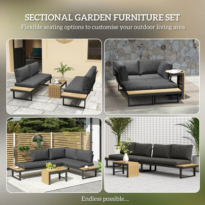 3-Piece Aluminum Corner Patio Set, 2 Loveseats, WPC Table, Grey Patio Furniture Sets at Gallery Canada